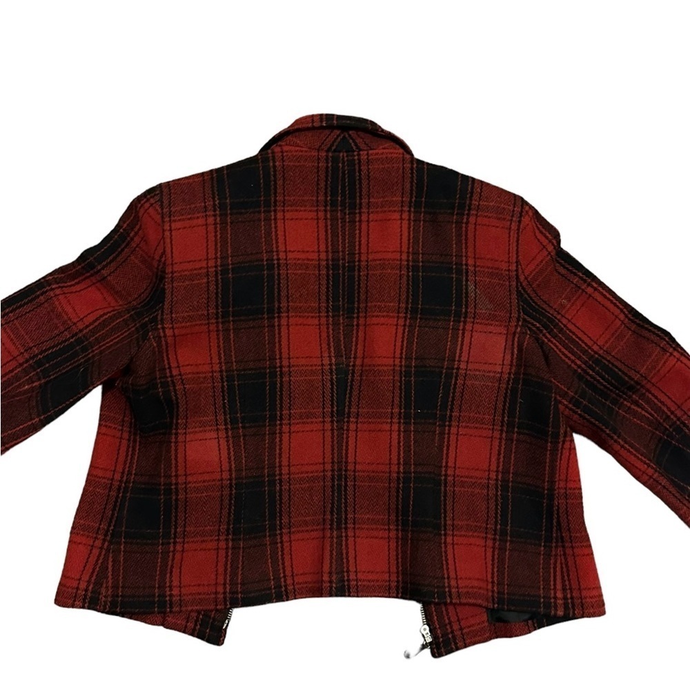 Vintage Breeches Women’s Wool Red/Black Plaid Zip Jacket with Pockets Size L‌‌ - Picture 7 of 10